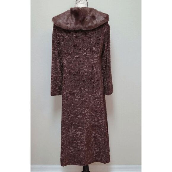 TERRY LEWIS Classic Luxuries Full Length Brown Velour Faux Fur Coat Size XS (S) - Picture 7 of 14